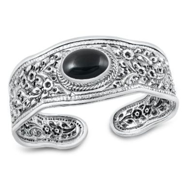 Flowers of Evil Silver and Stone Cuff Bracelet